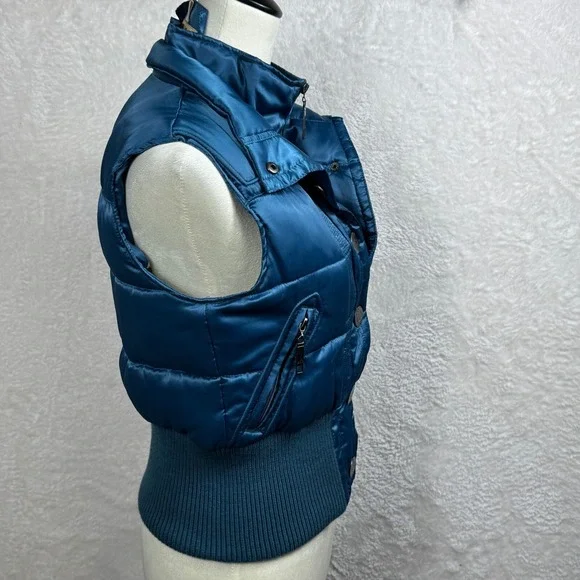 BKE Puffer Vest Teal Blue Quilted Sleeveless Zip Up Lined S - Picture 2 of 10